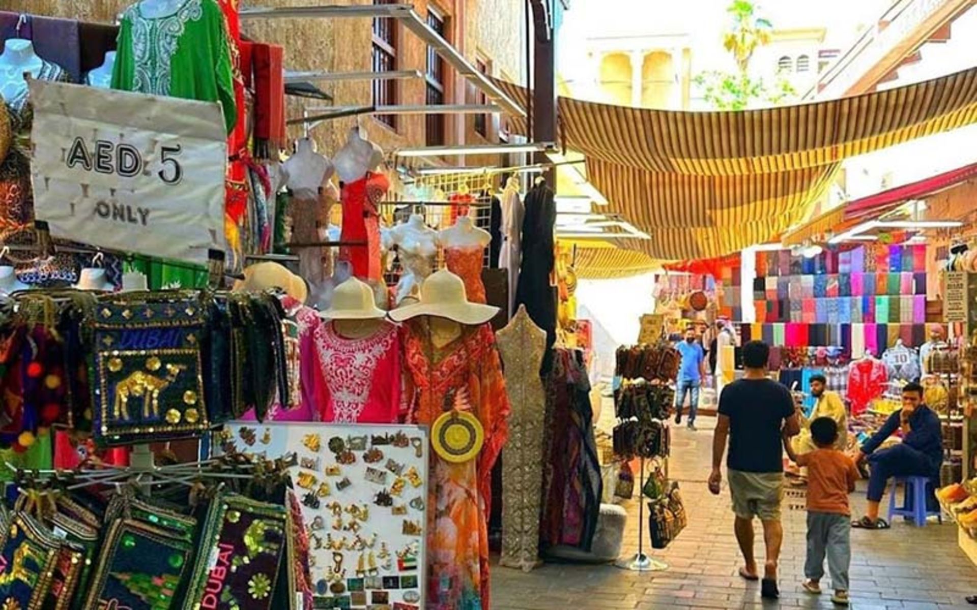 Colorful goods in Mina Dubai market