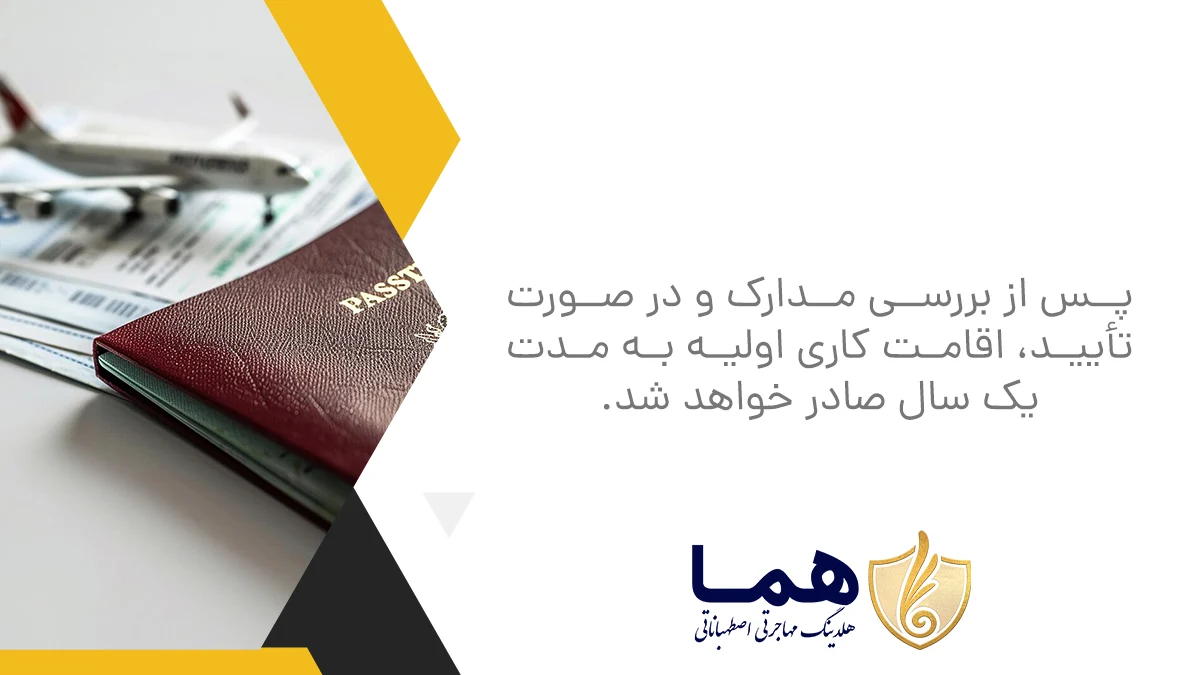 After reviewing the documents and if approved, the initial work residence will be issued for one year.