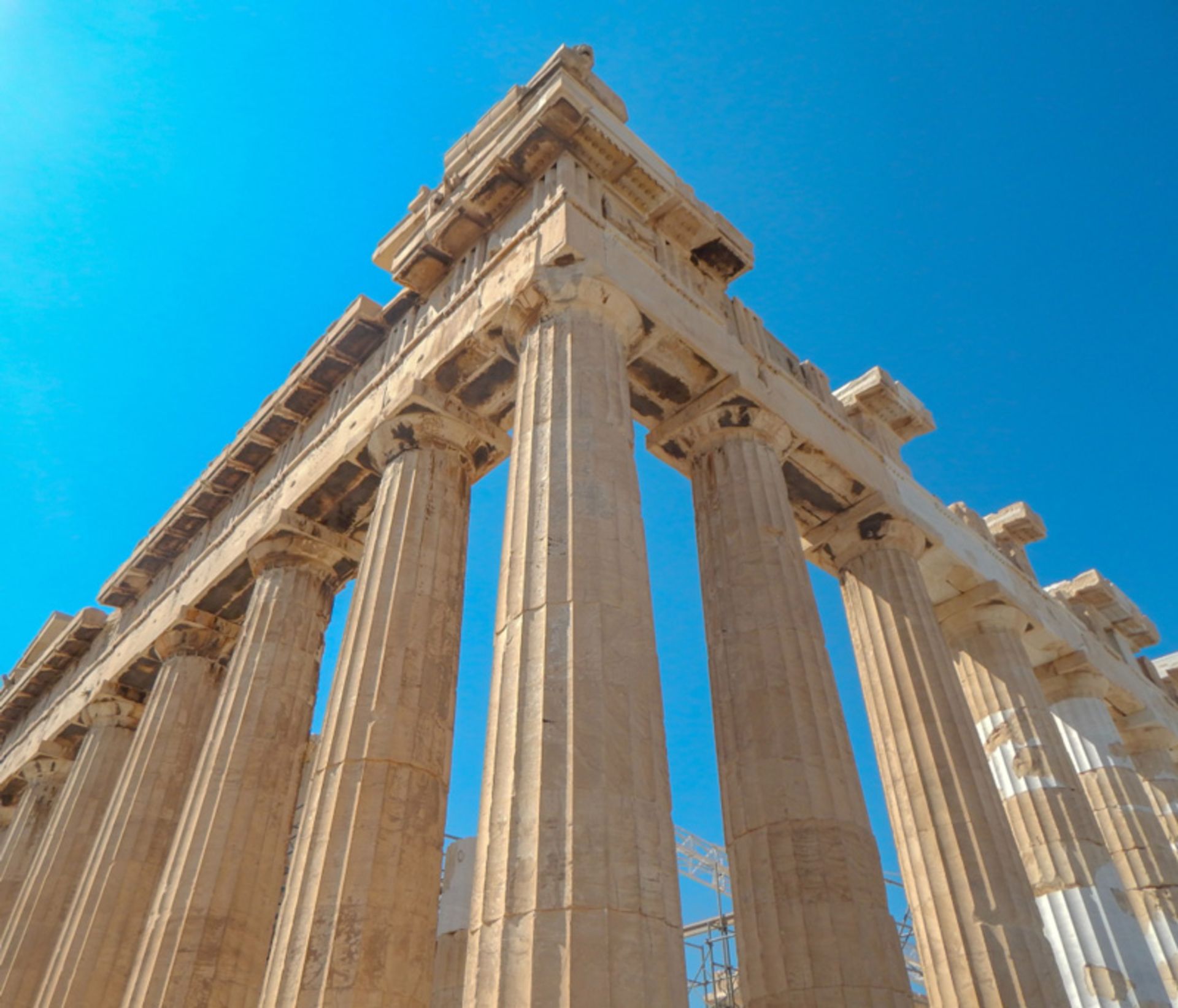 The corner of the wall of the Parthenon Temple