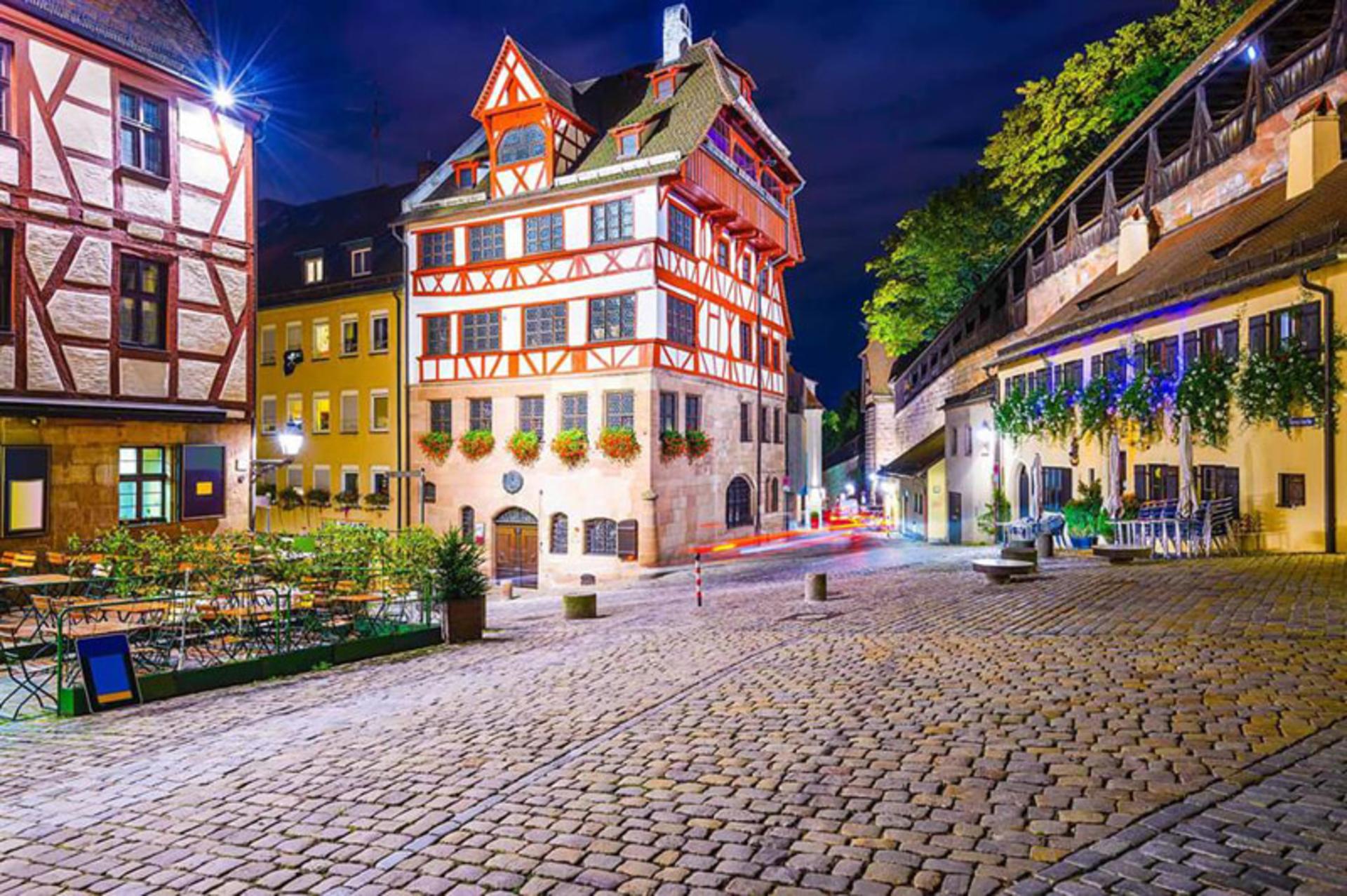 Reconstructed German painter with red wood decorating on Nuremberg Night