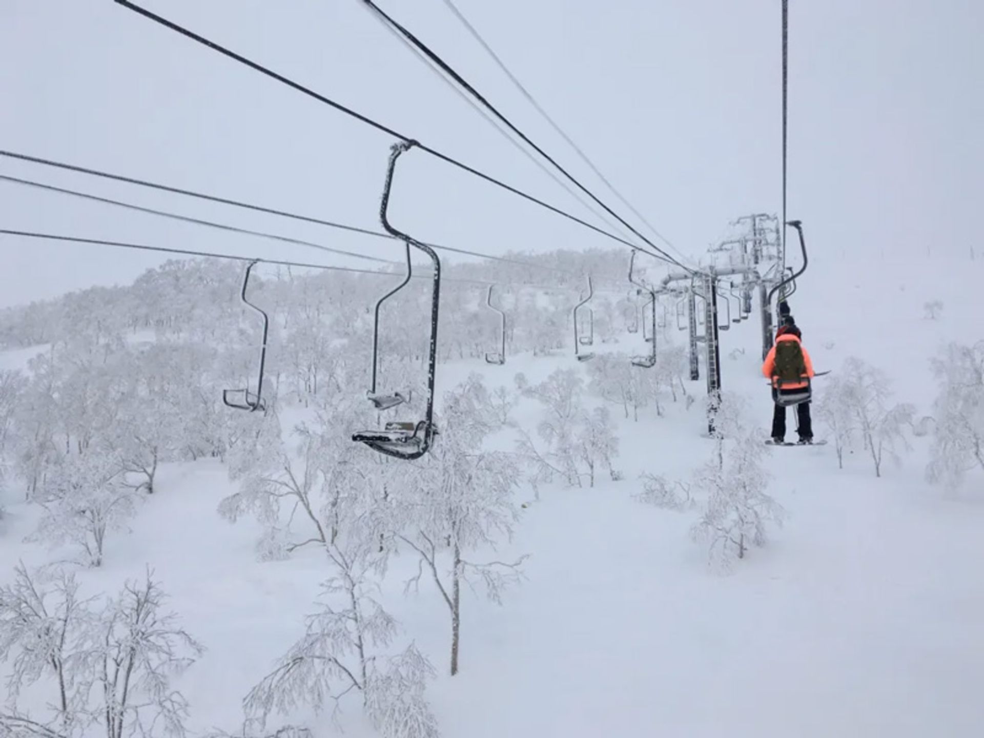 Single lift at the Hachikita Run in Japan
