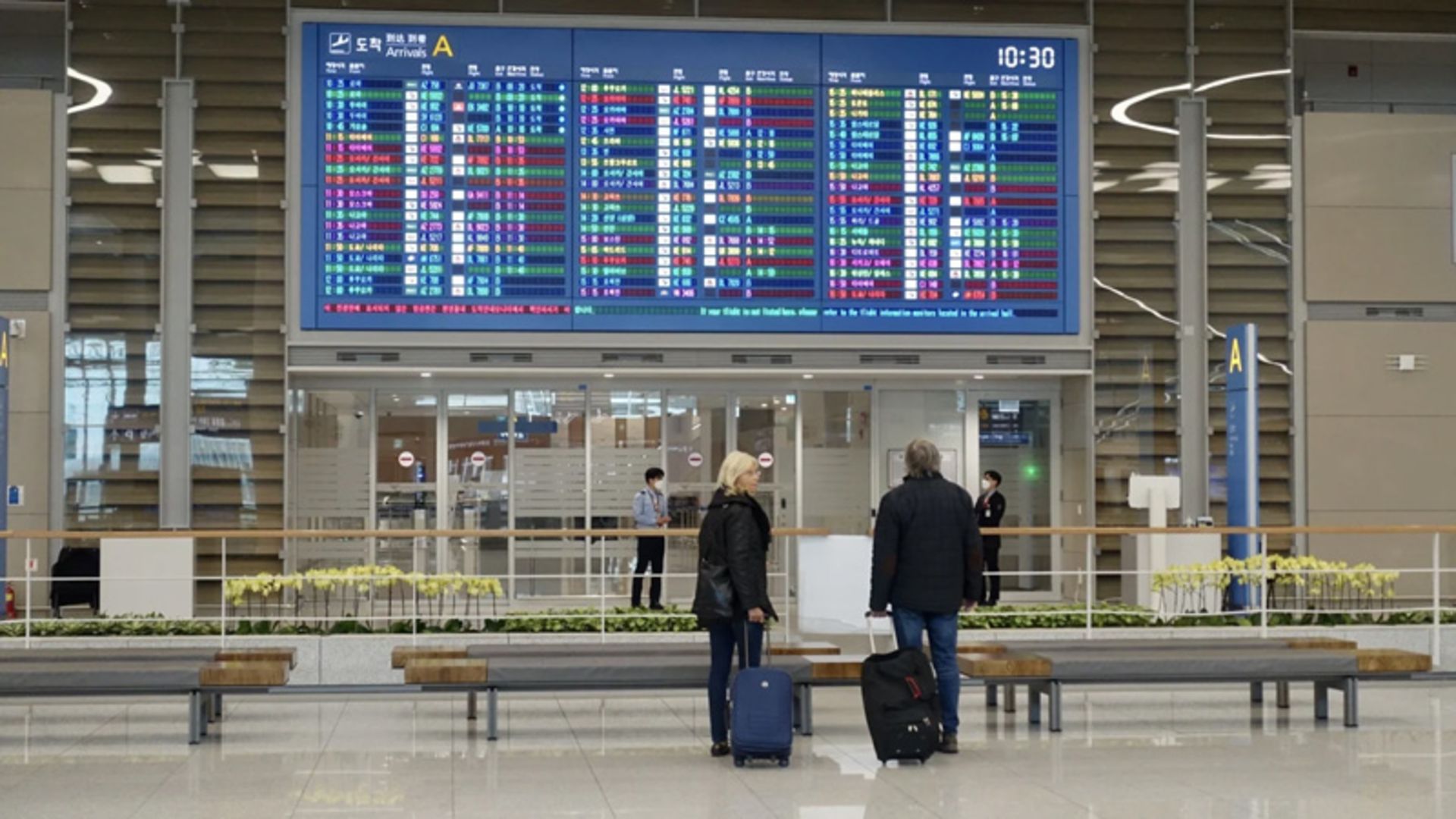 Flight information board at Incheon Airport, Seoul