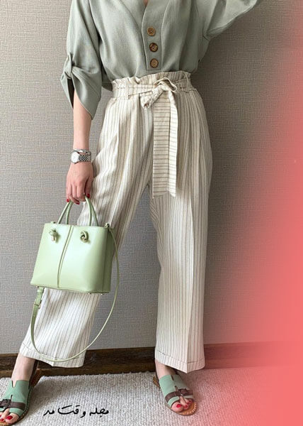 Half bag linen pants model