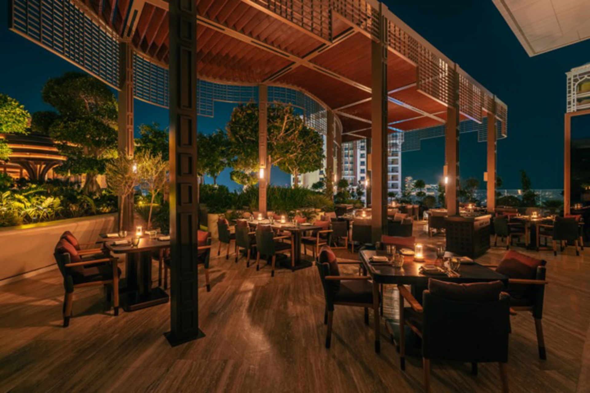 Hanu Korean restaurant terrace at night