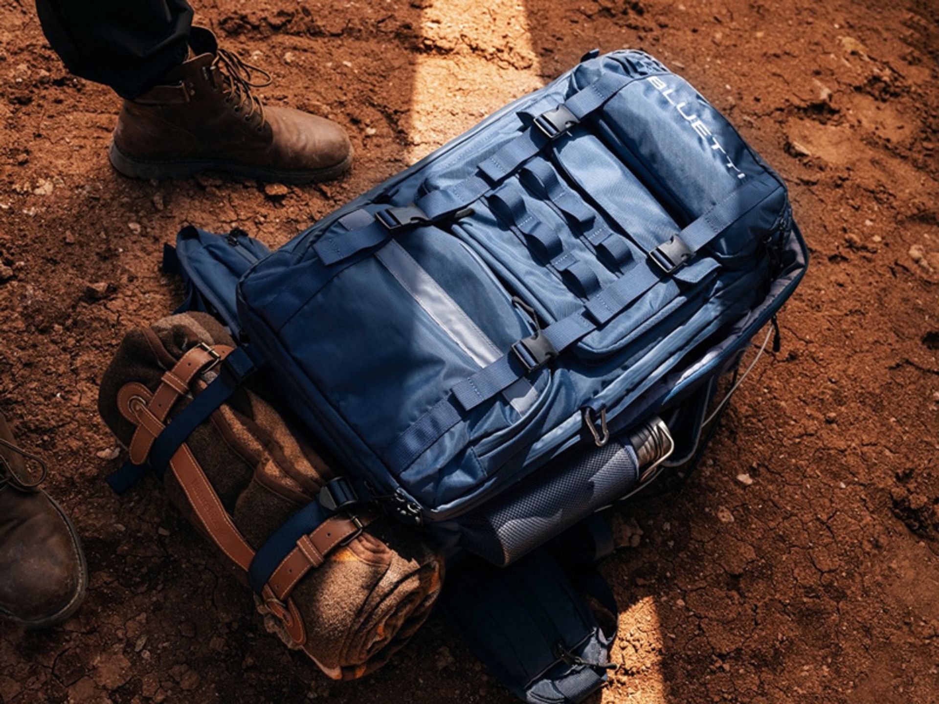 A view of the Bluetooth backpack in the closed state