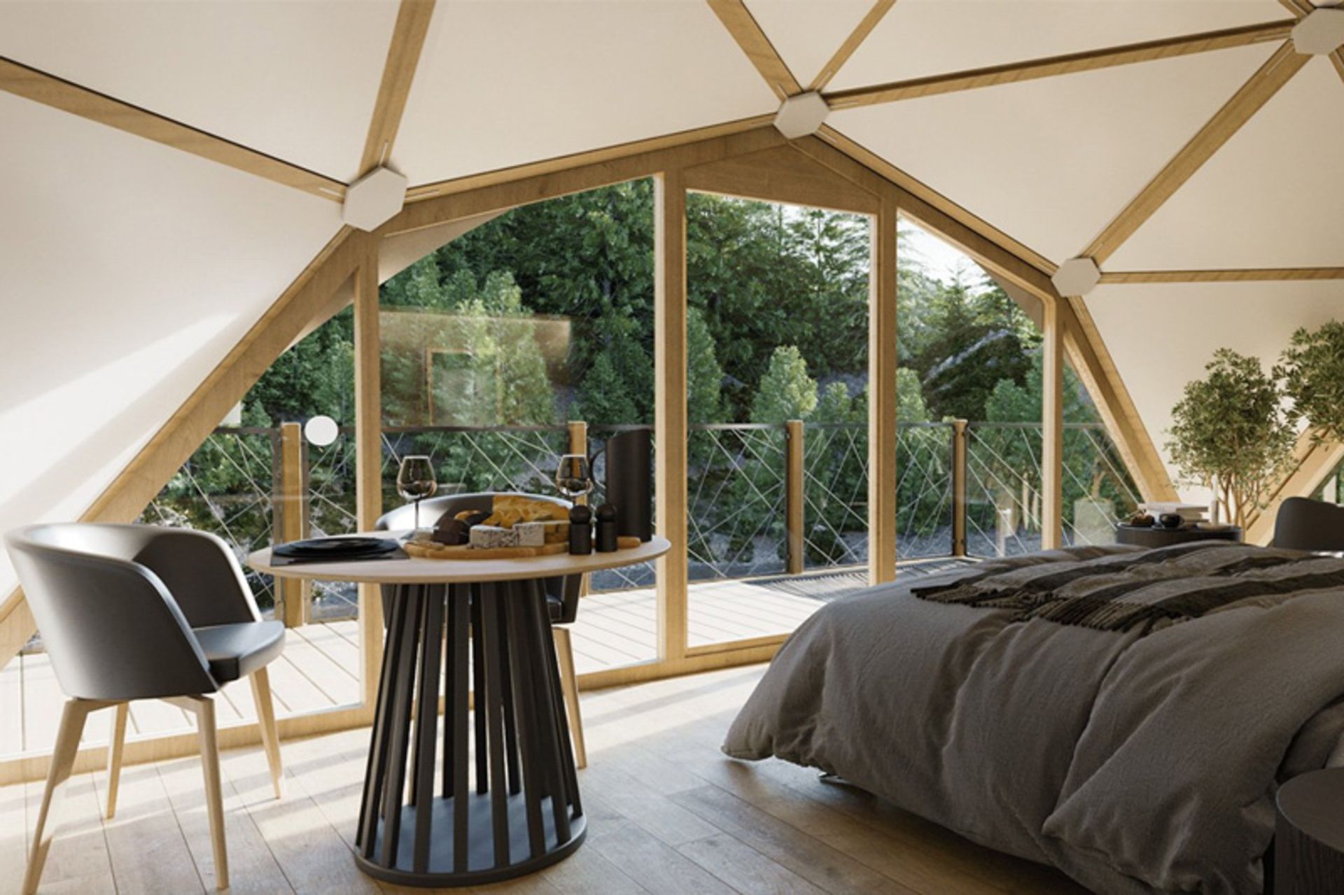 The interior of Spherescape spherical tents
