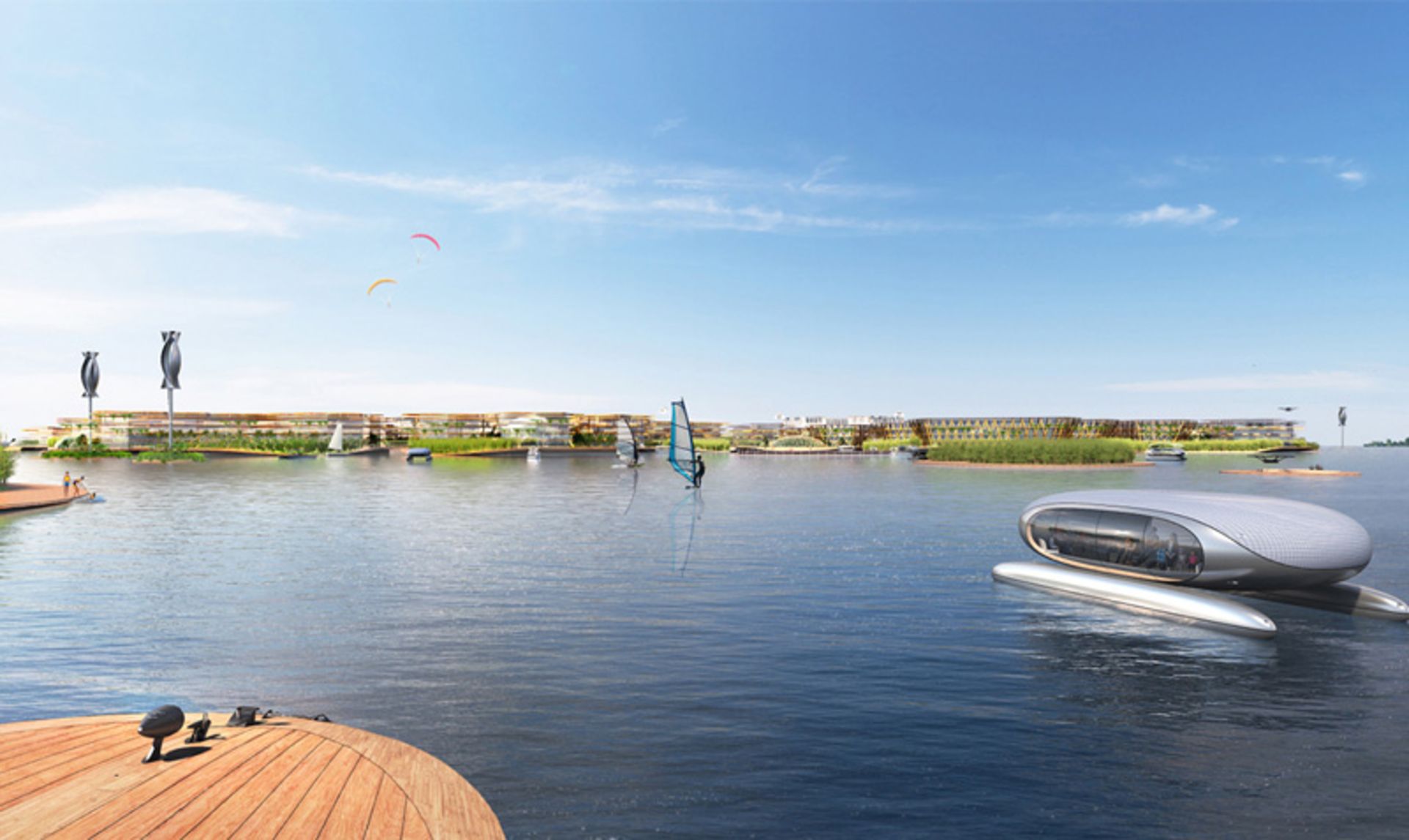 Traffic of public vessels around the floating city of Oceanix