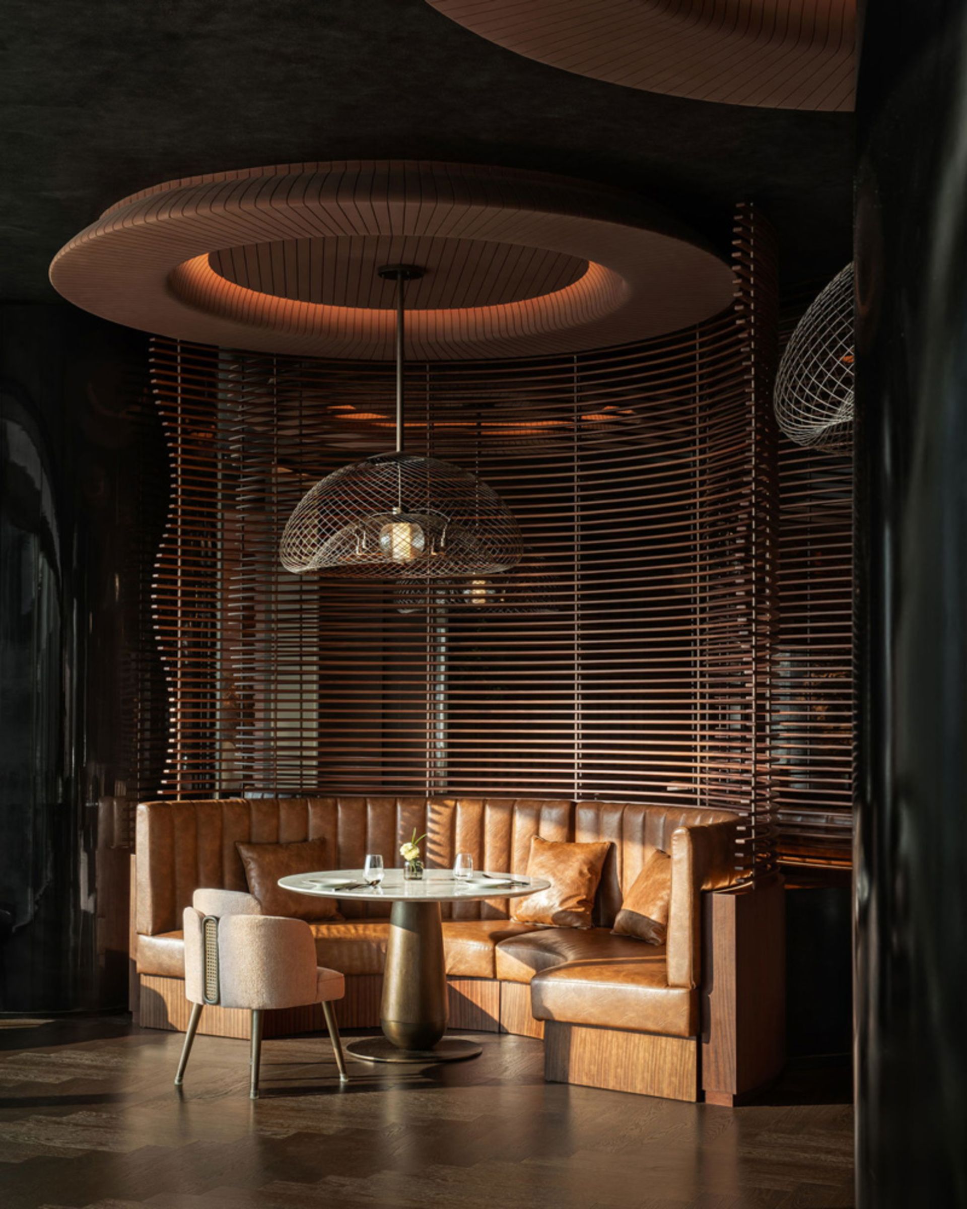 Wooden decoration of MGM Hotel restaurant in Shenzhen city