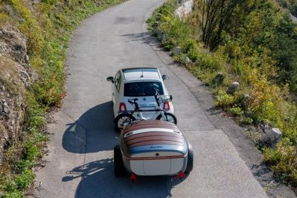 Electric car carrying boba in nature