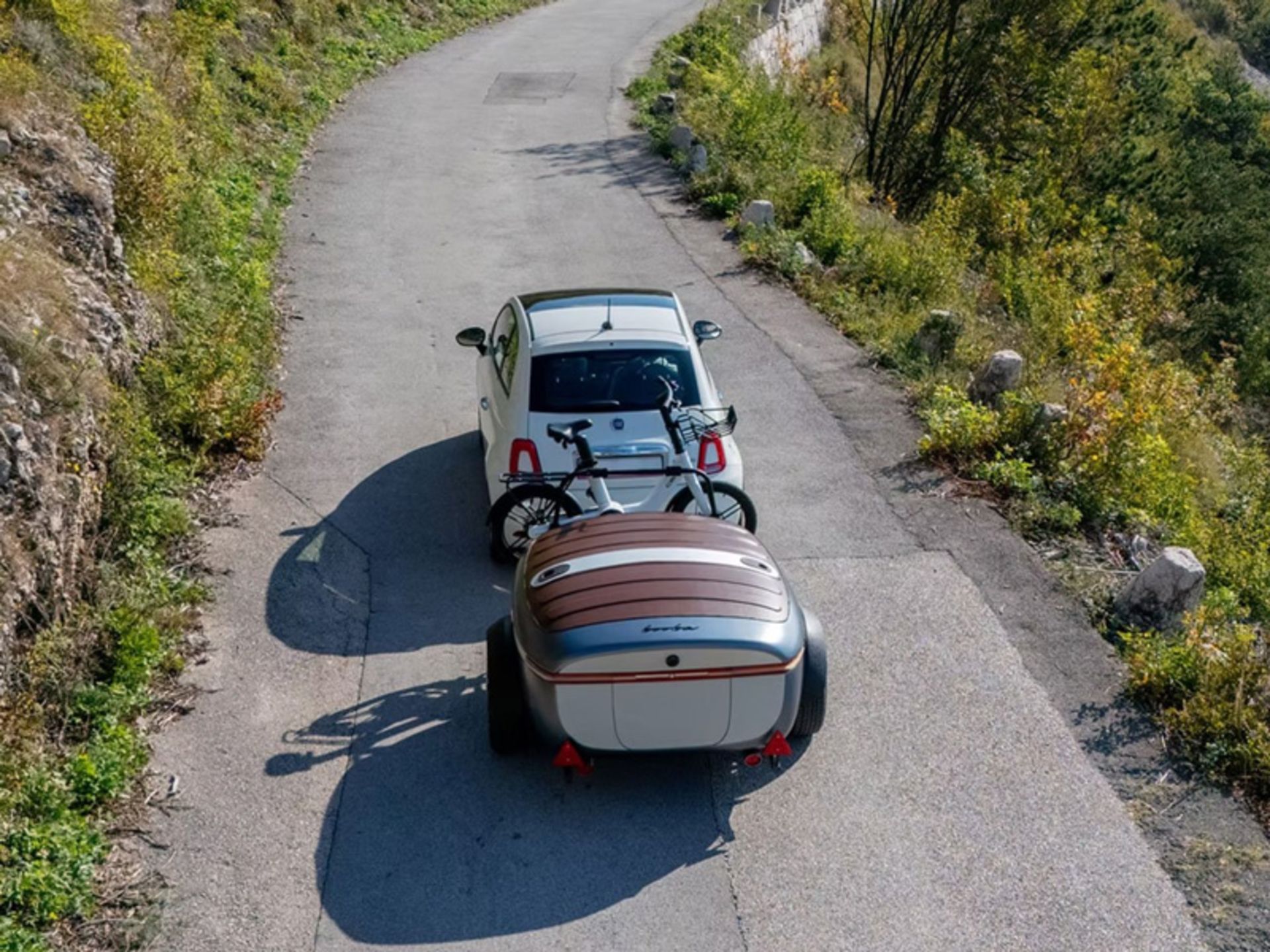 Electric car carrying boba in nature