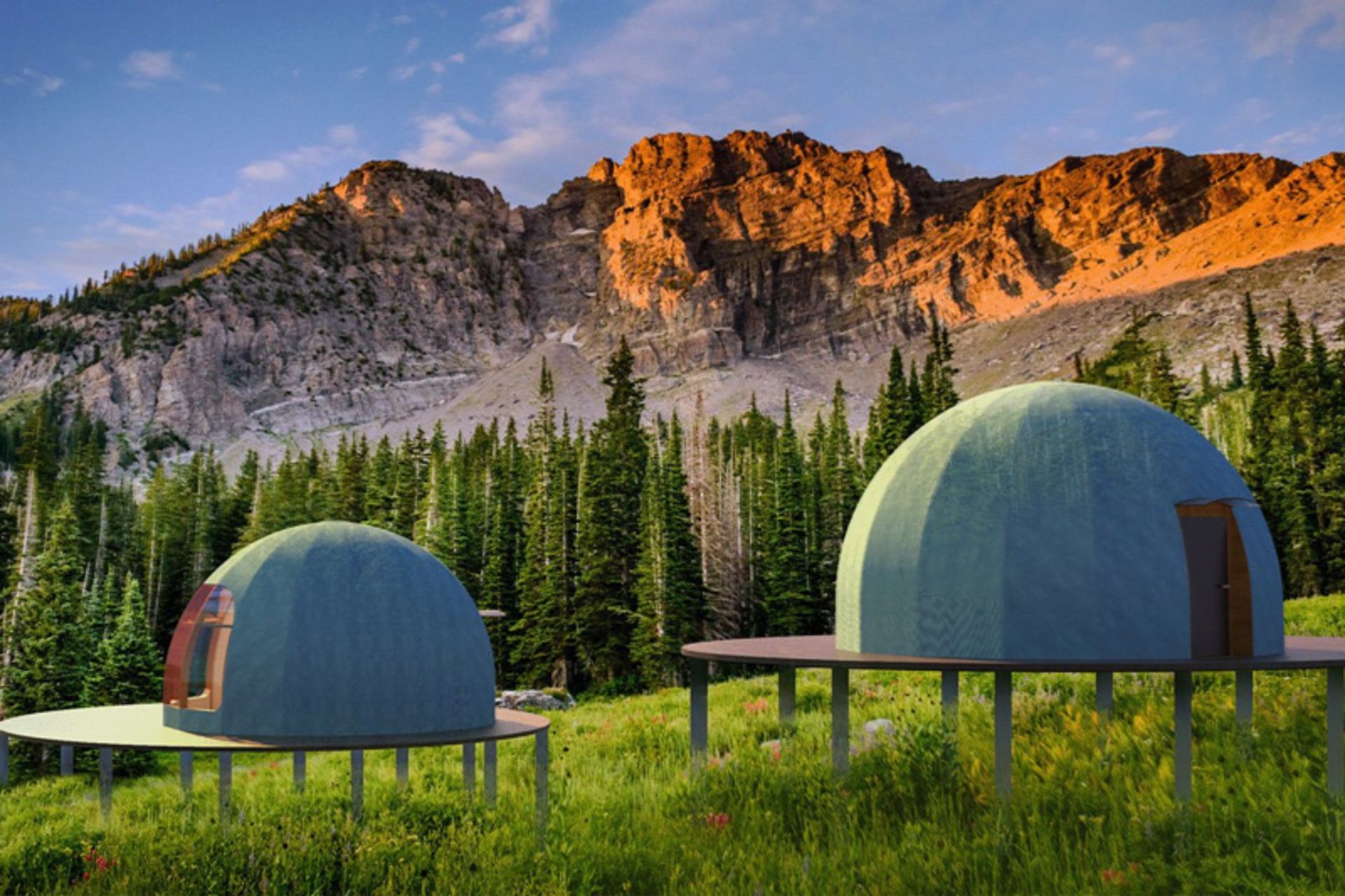 Spherescape spherical tents on the mountainside