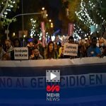 Protest in Barcelona against Israeli attack on the World Caravan of Samud