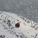 The resort's red cable car