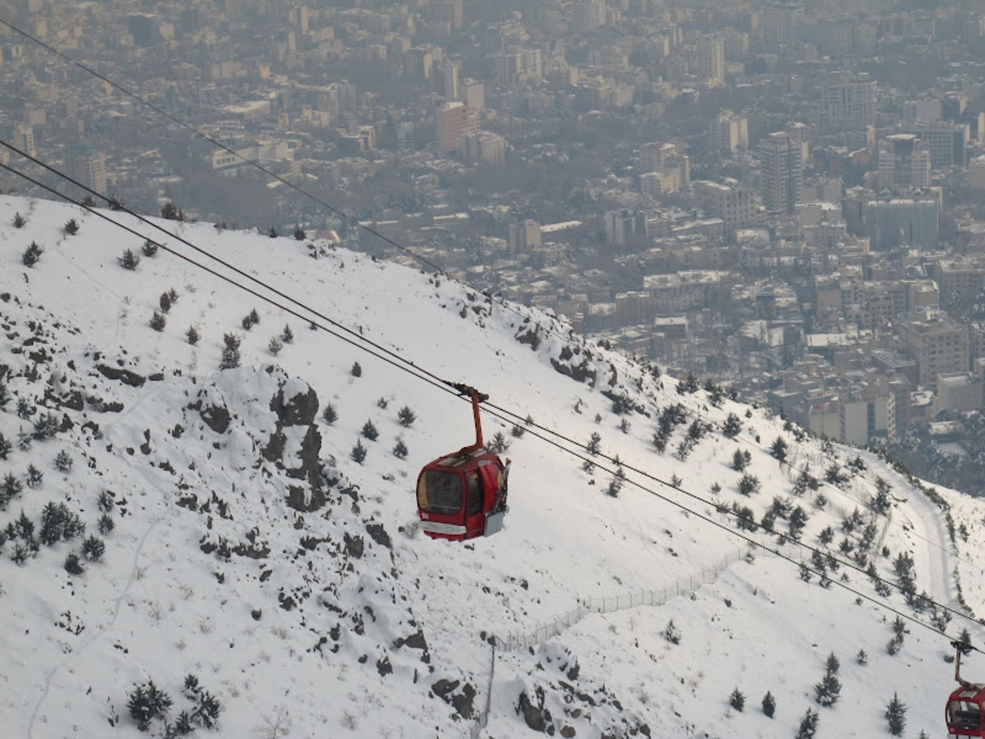 The resort's red cable car