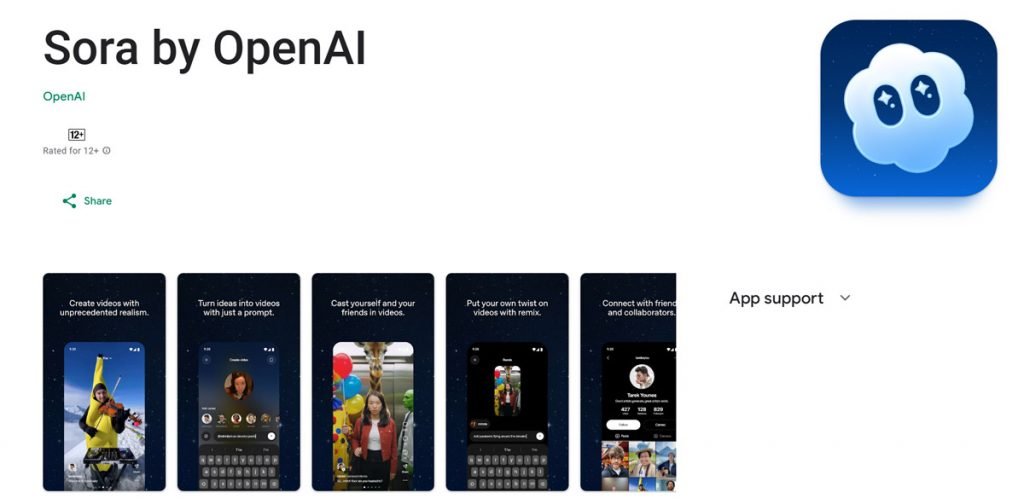 Soras app on Google PlayStore Android