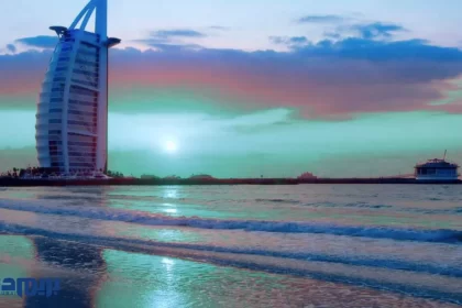 Watching Dubai's sunset from the yacht