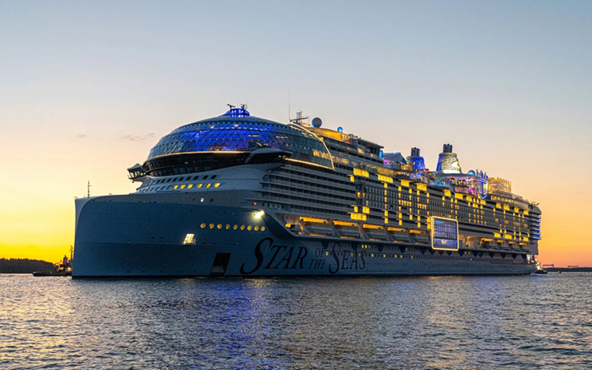 Starship of the Seas at sunset