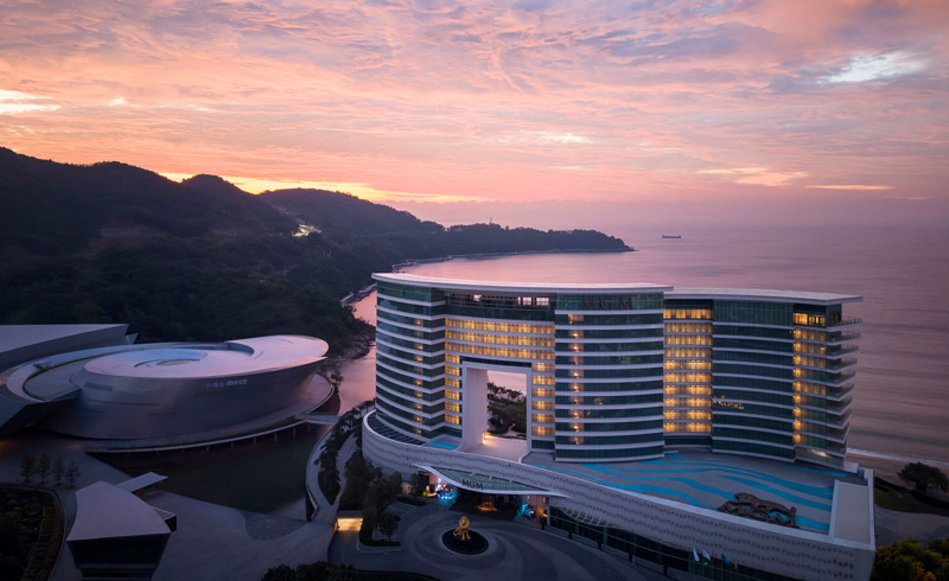 The exterior of MGM Hotel in Shenzhen, China