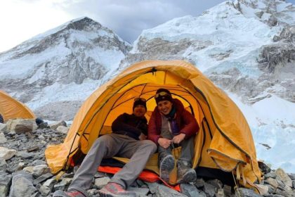 Climbers resting at the camp in Mount Everest