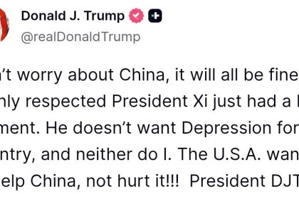 Trump: Don't worry about China; Everything will be right.