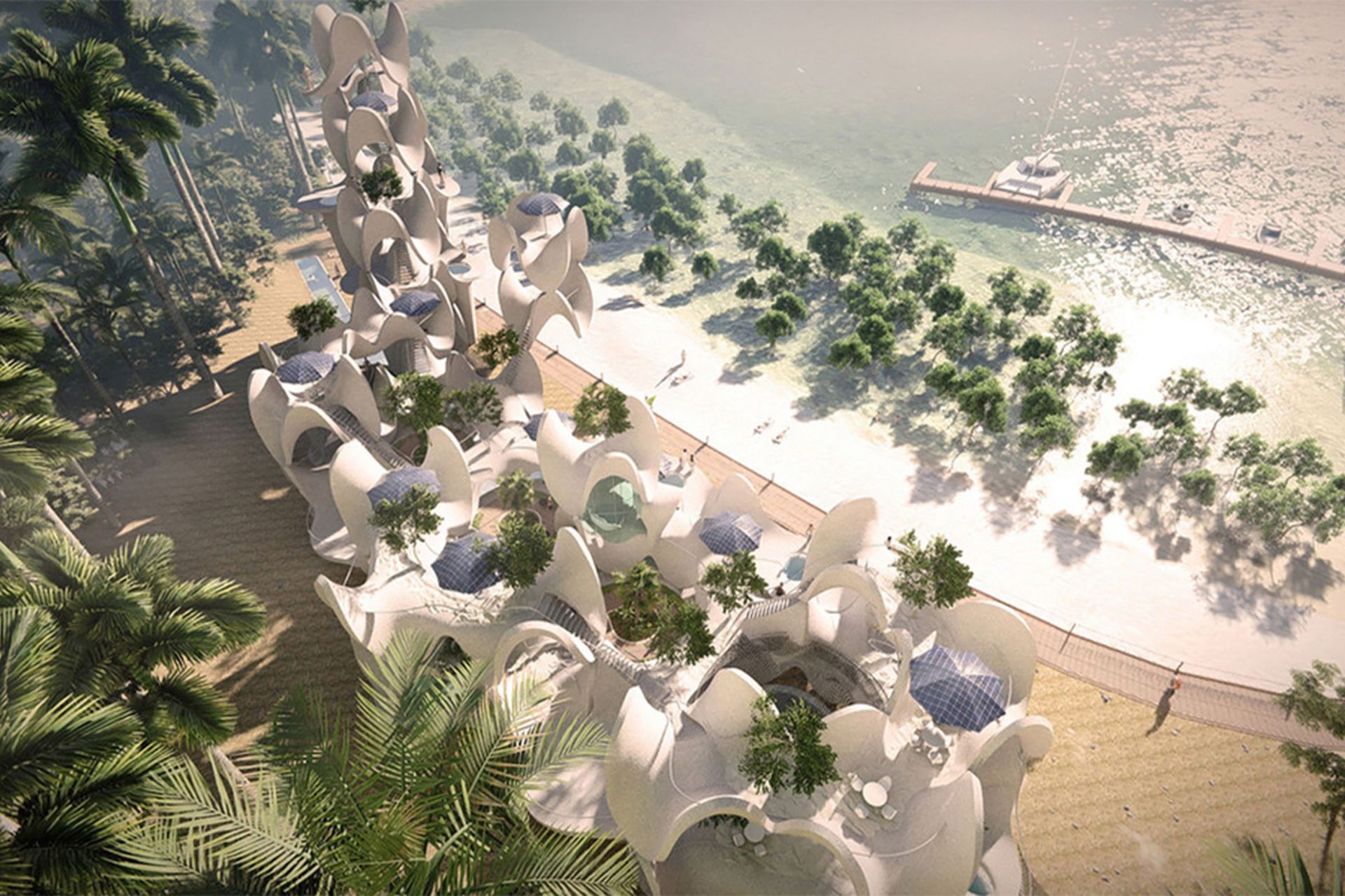 Aerial view of stable coral structures off the coast of the Philippines