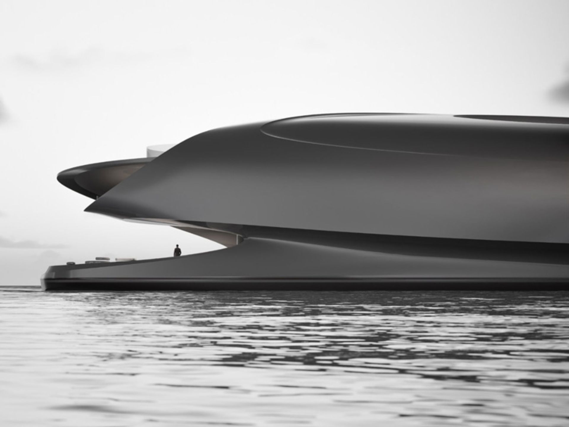 The front deck of the luxury and hybrid Lily boat