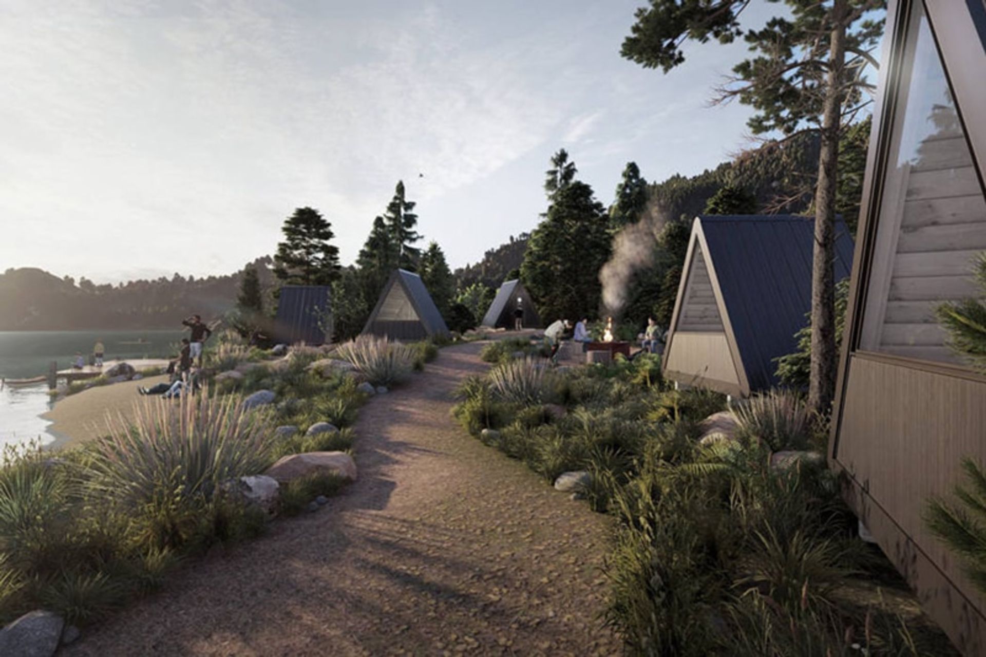 A collection of BV huts in nature