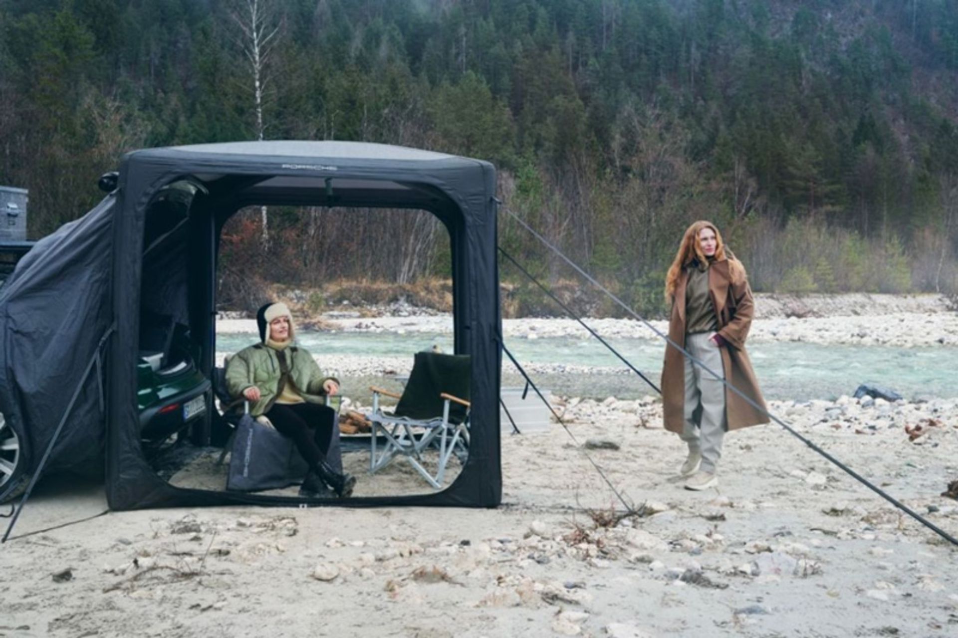 Air station tent by the river