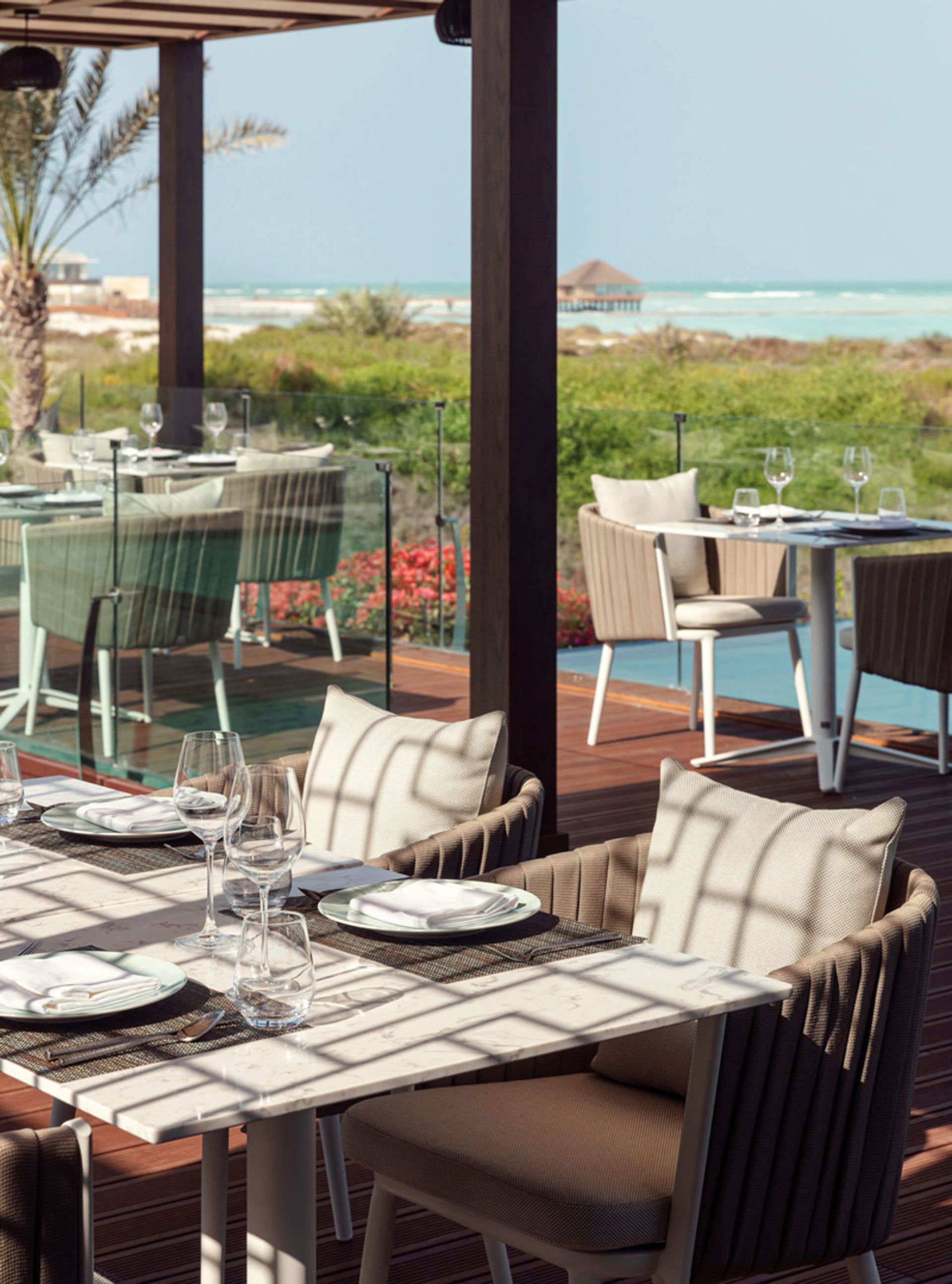 Terrace beds at Sentaya Restaurant in Abu Dhabi