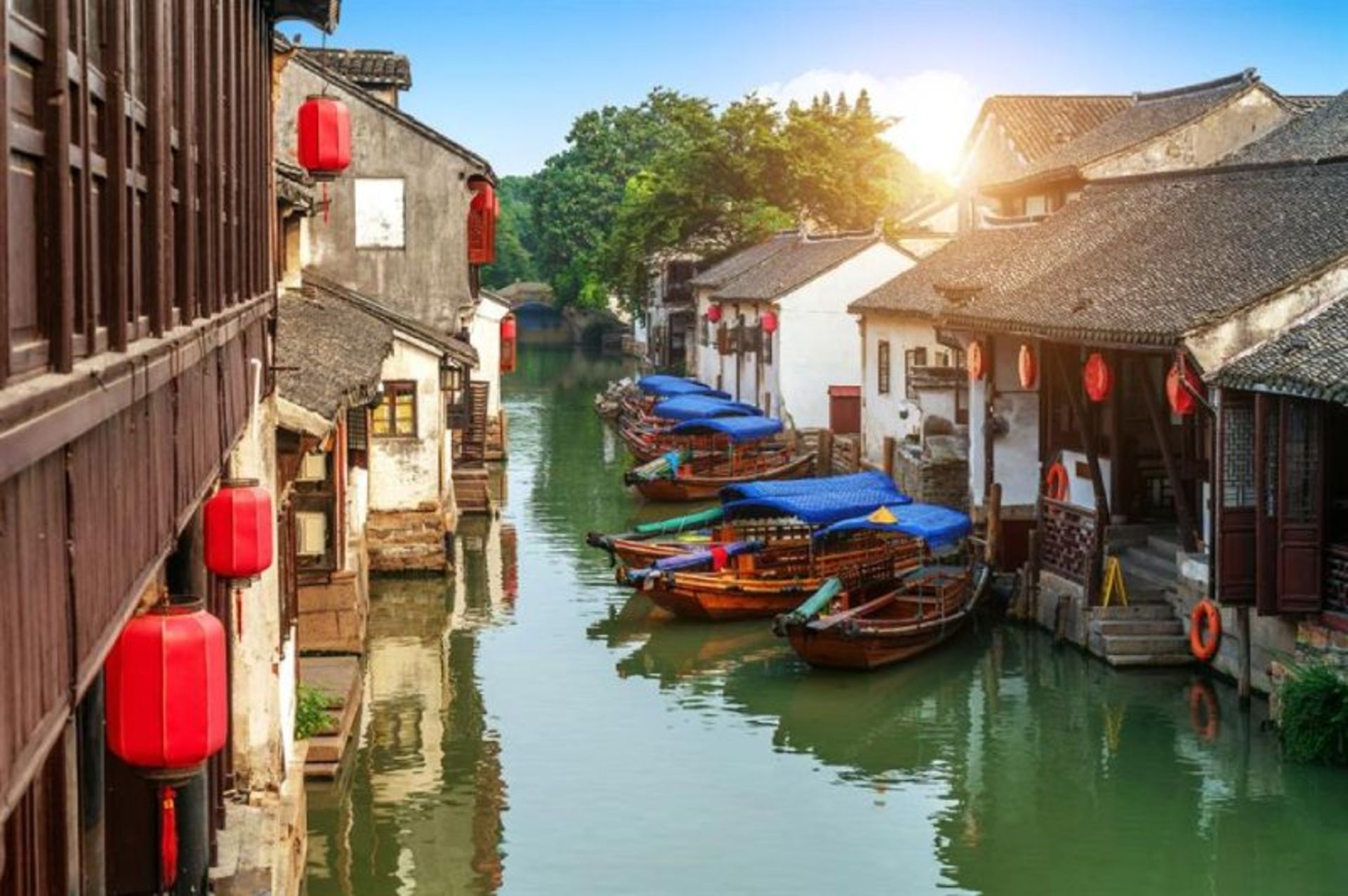 Suzhou Canal and surrounding buildings in China