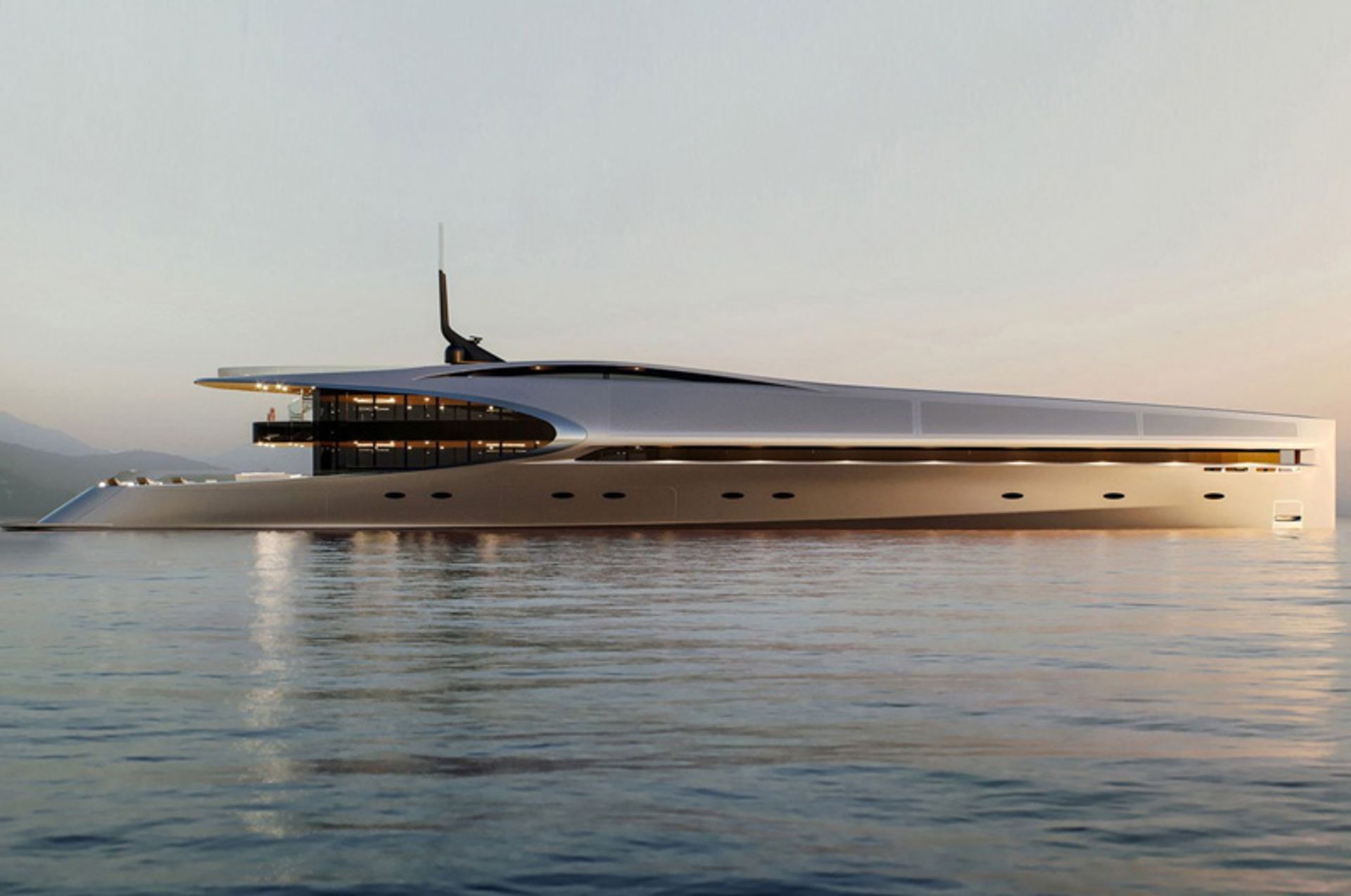 Younique 71 cruise ship from the side angle