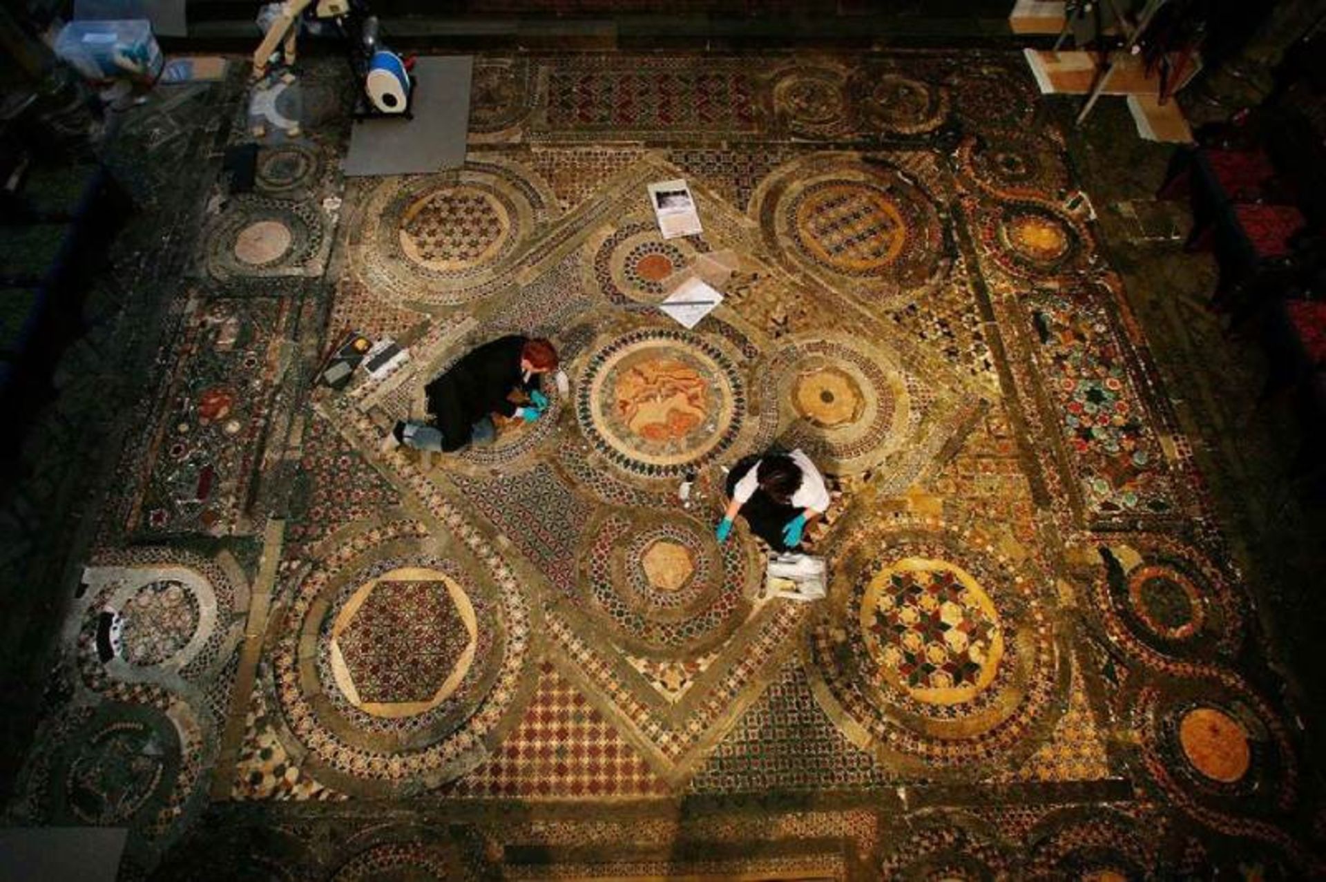 Restoration of the Kozmati mosaic flooring belonging to England