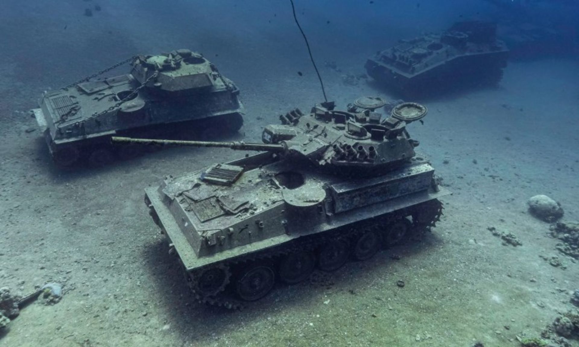 Tanks in Jordan's underwater military museum