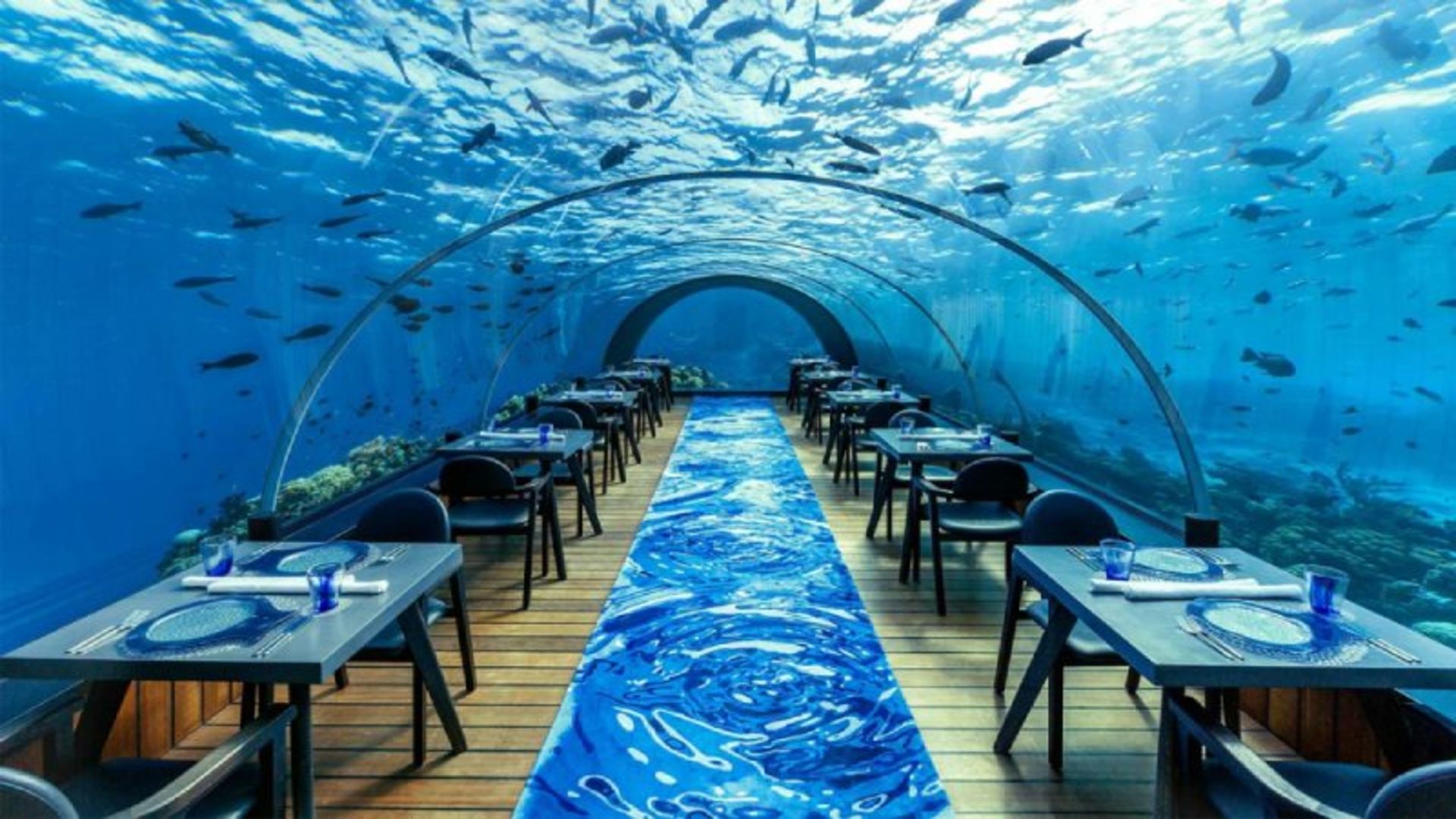 The interior of Ita underwater restaurant