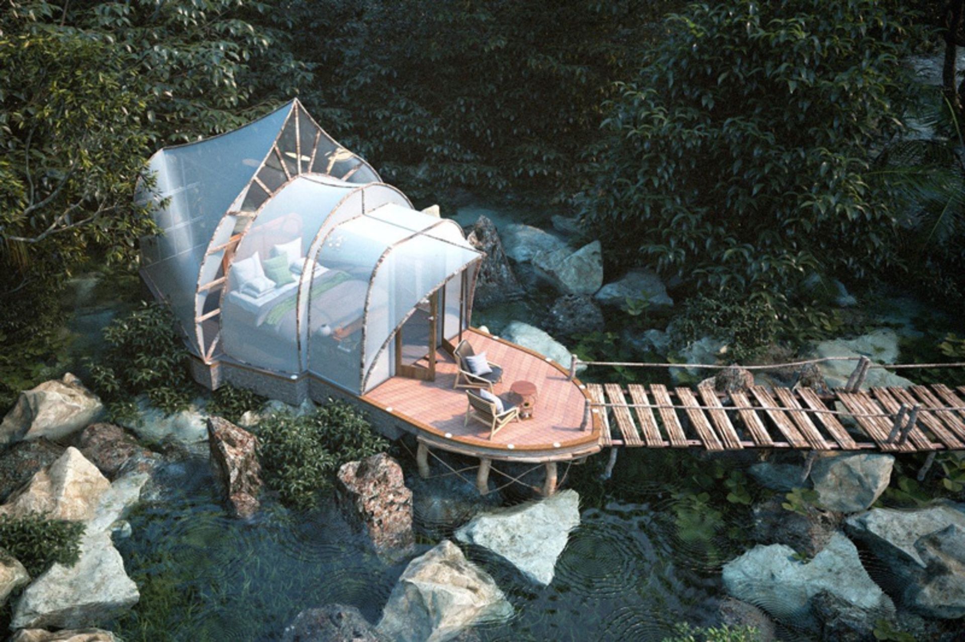 Glamping cottages in Sri Lanka by the river