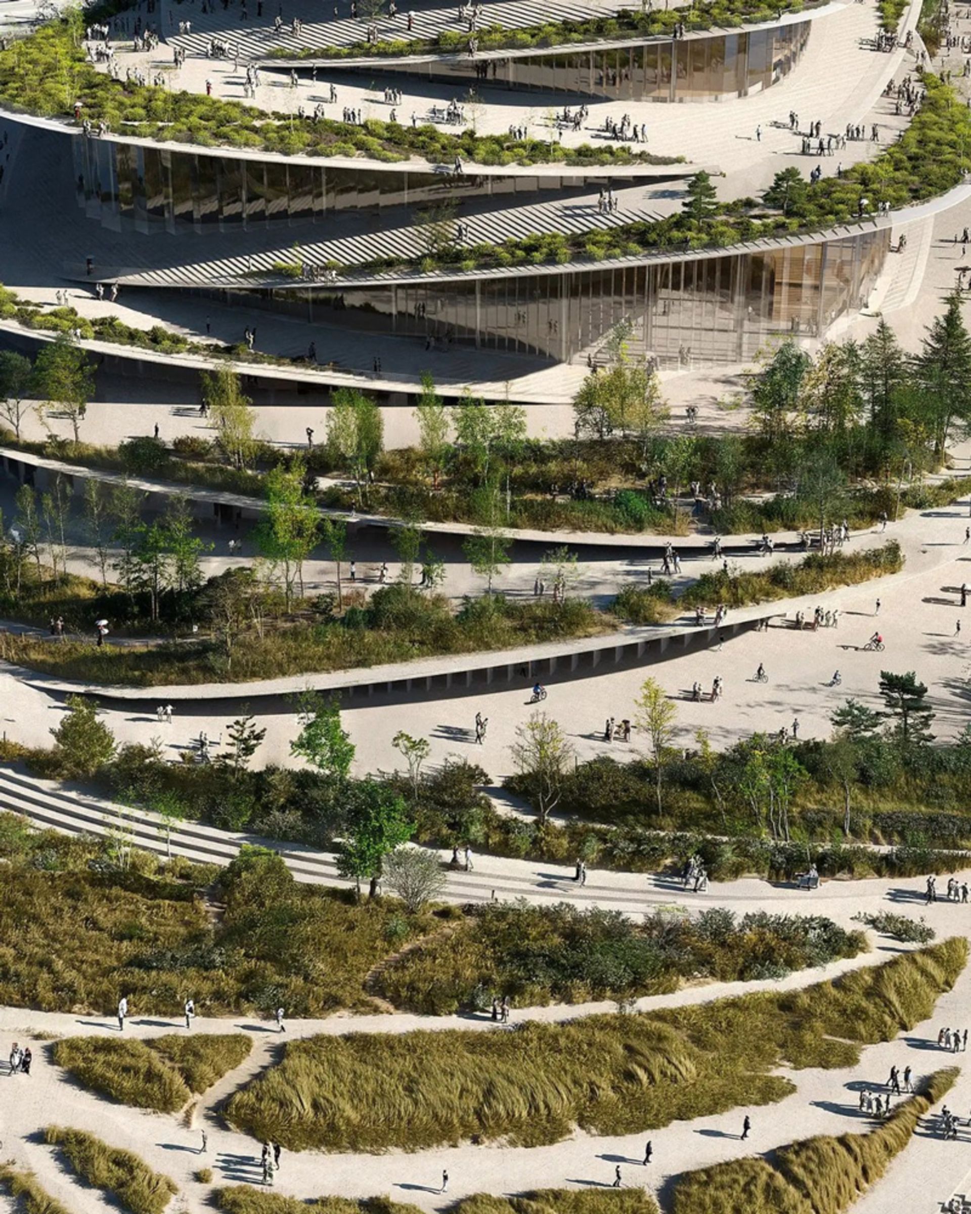 Pedestrian paths around the new Hamburg Opera House