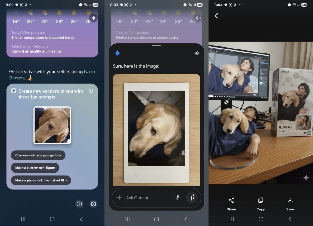 Nano Banana model in Now Brief Samsung