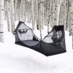 Specter's hanging tent in the snow