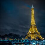 Illumination of the Eiffel Tower at night