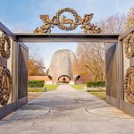 The entrance door of the church without a roof