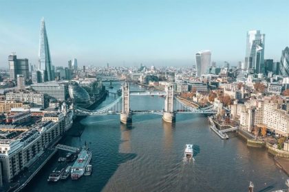 River Thames and surrounding buildings in London