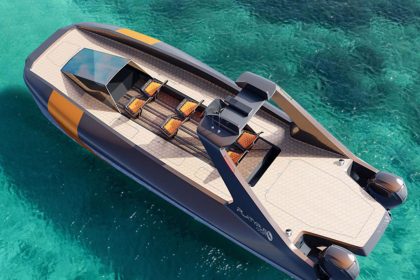 Three faces of Platopus hybrid submarine on clear waters