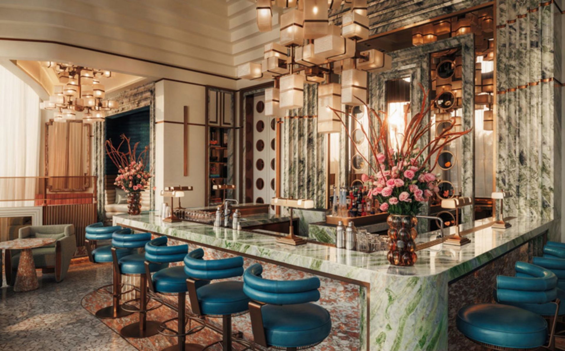 The dining tables of the Italian restaurant of Mercy Al Arab Jumeirah Hotel