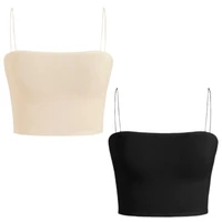 Women's crop top model macaroni strap 2 pieces