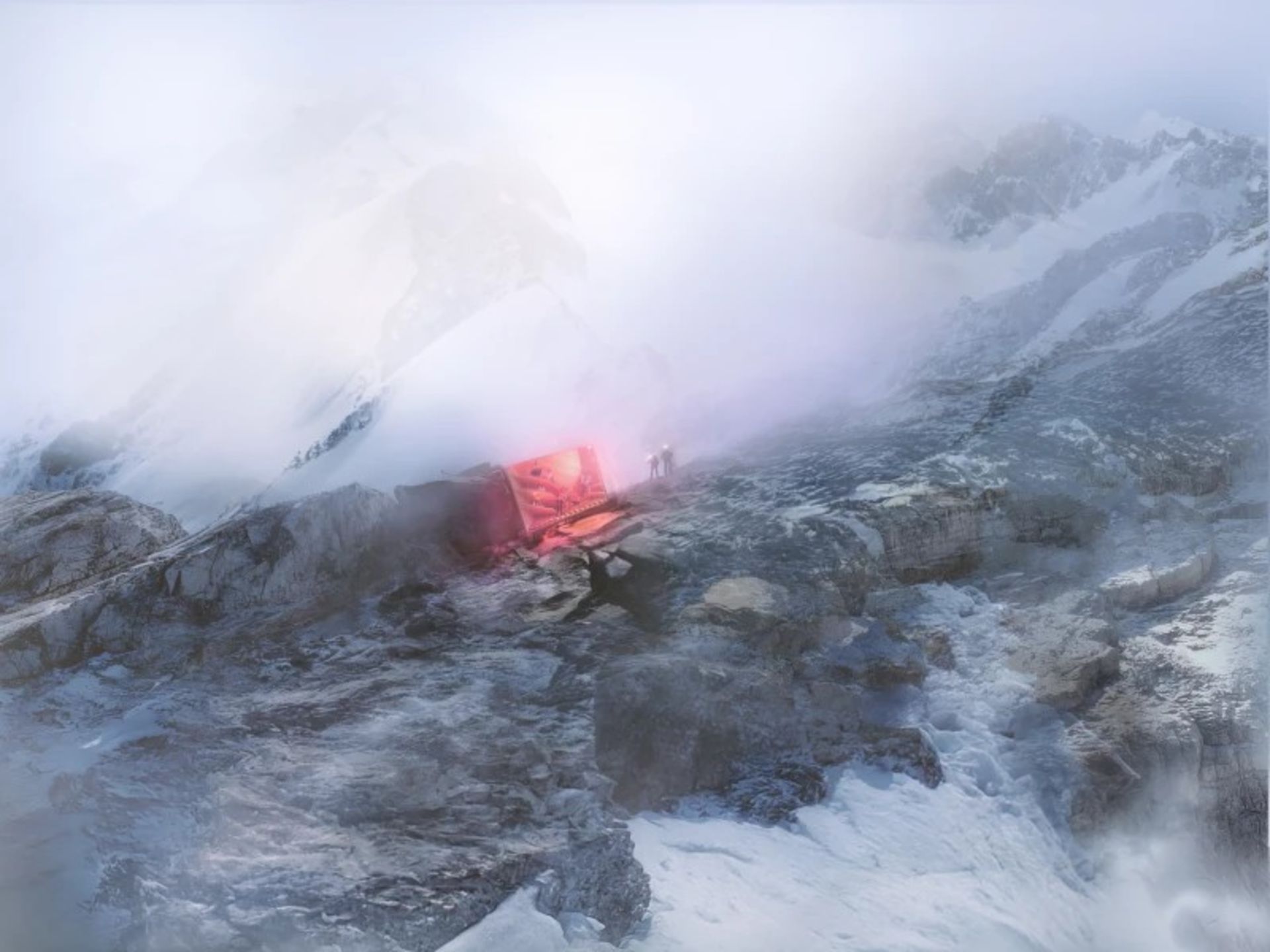 Simulation of the guide light of a mountain lodge in the Alps