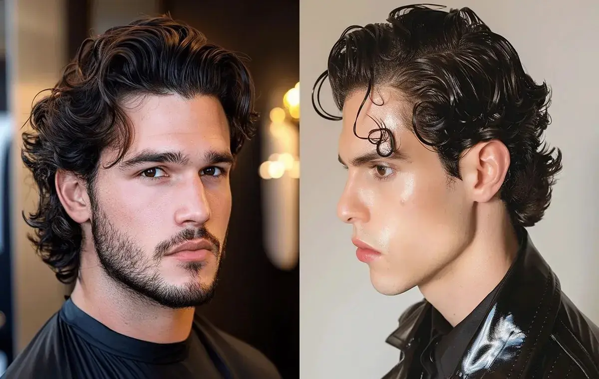 Men's wet curl hairstyle