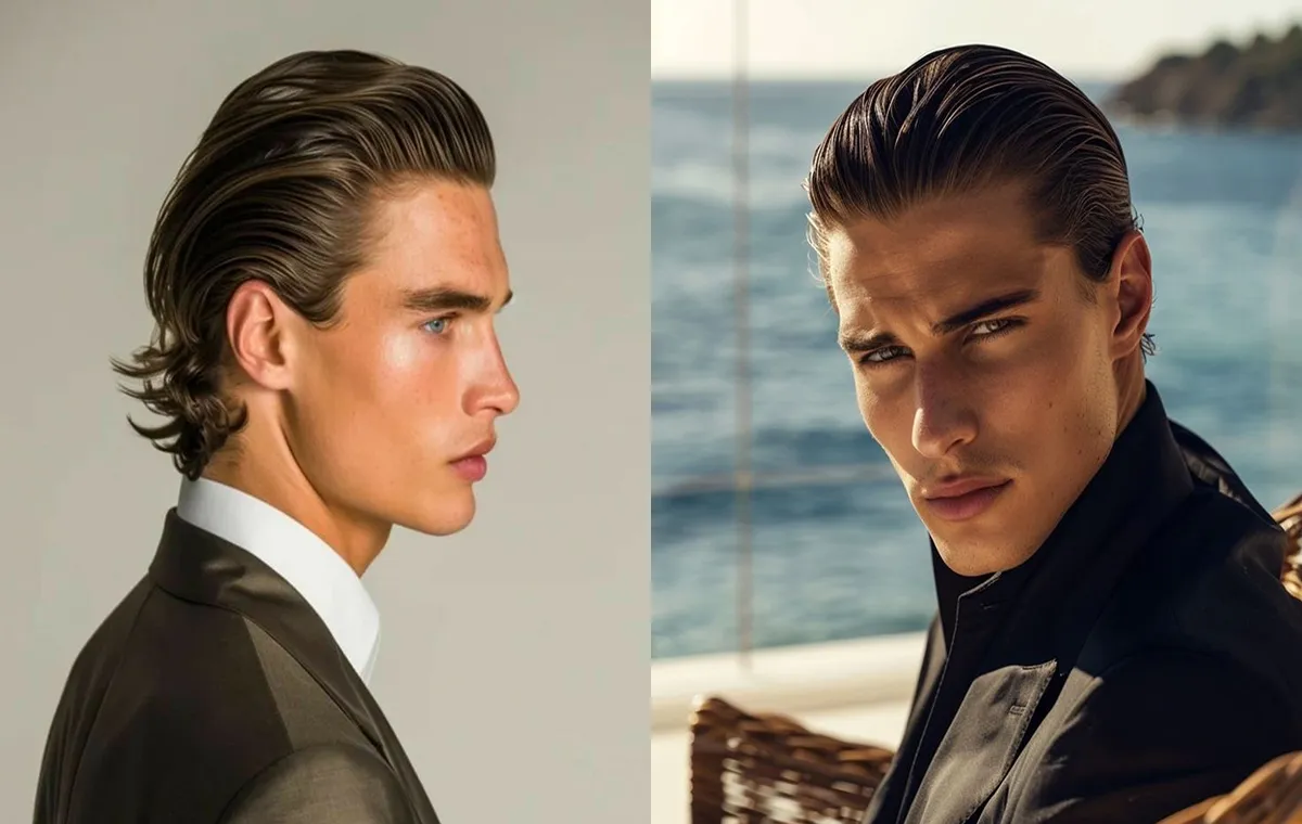 Wet back hairstyle for men