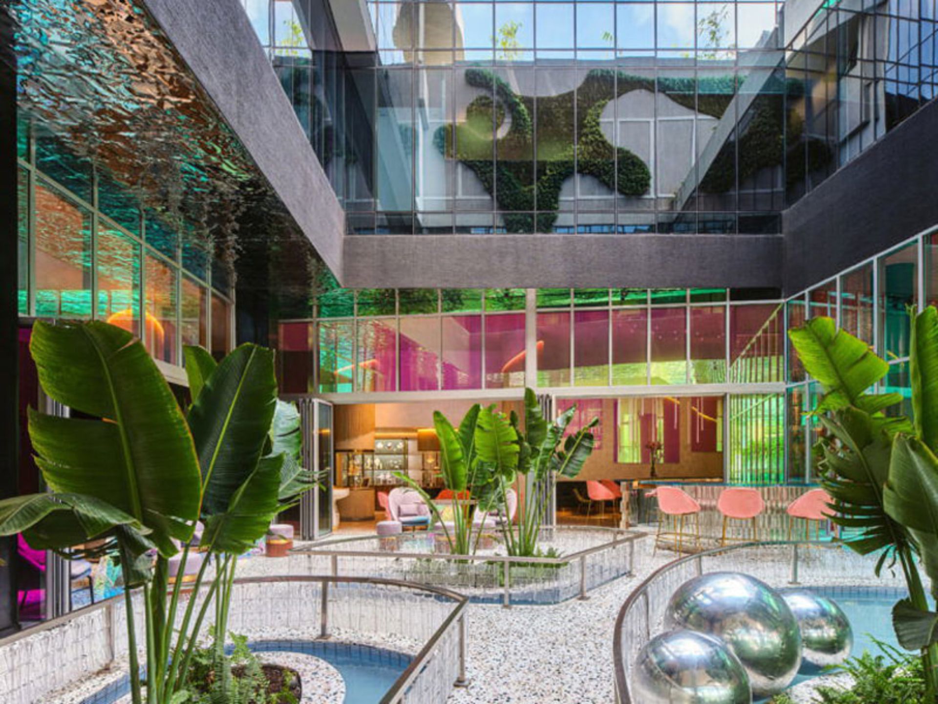 Interior covered with plants in a Nairobi hotel