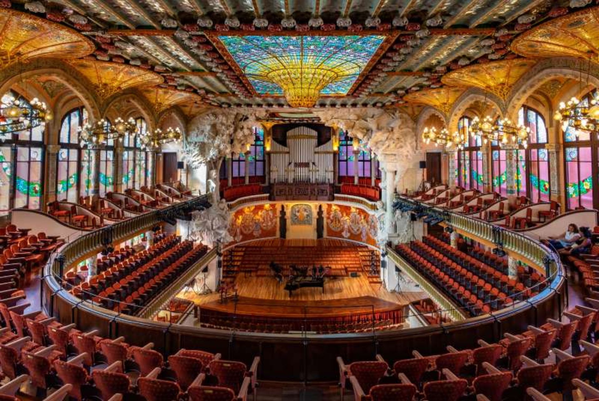 The interior of the Catalan Music Palace in Barcelona