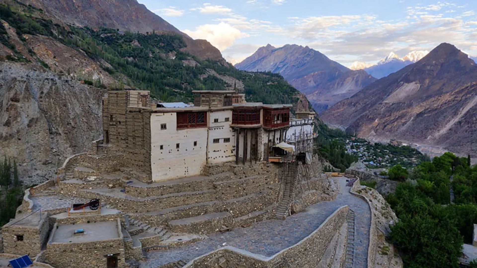 Native houses on a hill overlooking Hunza Valley